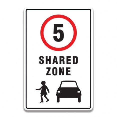 5 Km SHARED ZONE SIGN